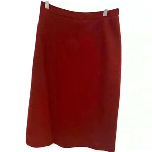 Vintage Harrods Red Wool Pencil Skirt Size 10